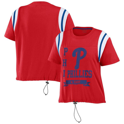 Wear By Erin Andrews Women's  Red Philadelphia Phillies Cinched Colorblock T-shirt
