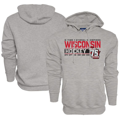 Blue 84 Hockey 75th Season & Six-time National Champions Pullover Hoodie In Heather Gray
