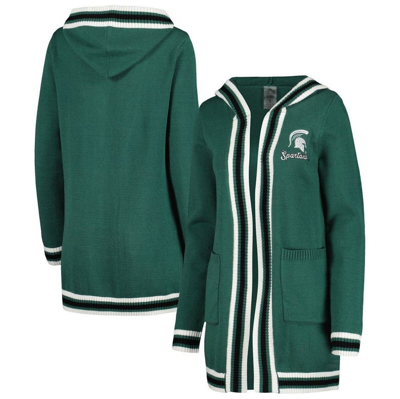 Gameday Couture Green Michigan State Spartans One More Round Tri-blend Striped Hooded Cardigan Sweat