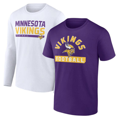 Fanatics Branded Purple/white Minnesota Vikings Two-pack 2023 Schedule T-shirt Combo Set