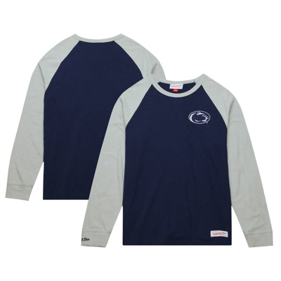 Mitchell & Ness Men's  Navy Penn State Nittany Lions Legendary Slub Raglan Long Sleeve T-shirt