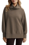 Varley Milton Rib-knit Turtleneck Sweatshirt In Stone Olive