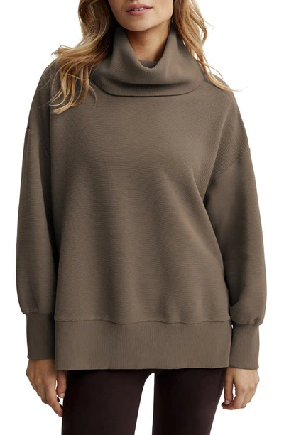 Varley Milton Rib-knit Turtleneck Sweatshirt In Stone Olive