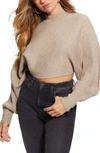 Guess Crossback Mock Neck Sweater In Beige