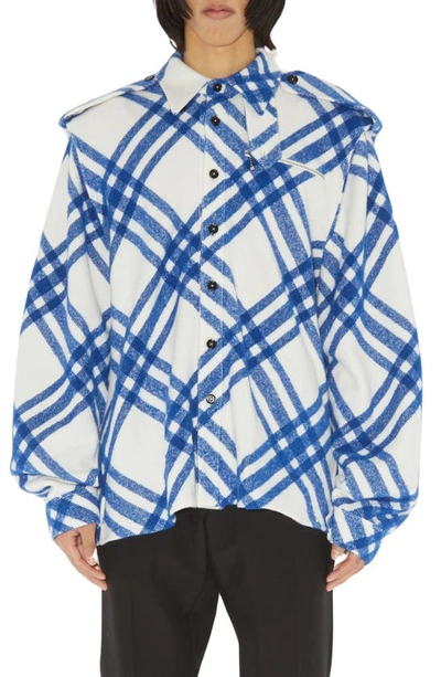 Burberry Check Wool Overshirt In Knight