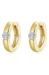 Lafonn Simulated Diamond Huggie Hoop Earrings In Yellow Gold/ White