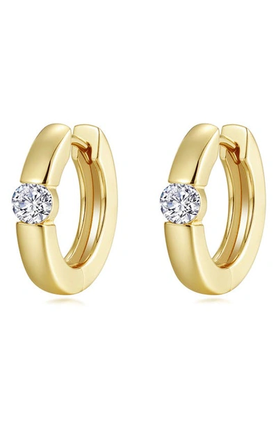 Lafonn Simulated Diamond Huggie Hoop Earrings In Yellow Gold/ White