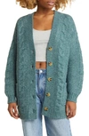 Bp. V-neck Oversize Cardigan In Green Pine