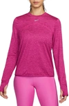 Nike Dri-fit Swift Element Uv Running Top In Fireberry,bordeaux,heather,reflective Si