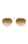 Ray Ban 57mm Gradient Square Aviator Sunglasses In Gold Flash