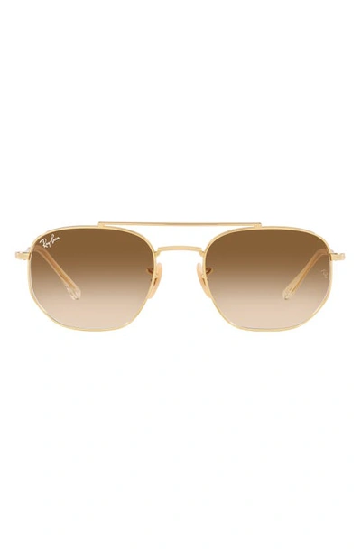 Ray Ban 57mm Gradient Square Aviator Sunglasses In Gold Flash