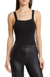 Sophie Rue Square Neck Rib Bodysuit In Black