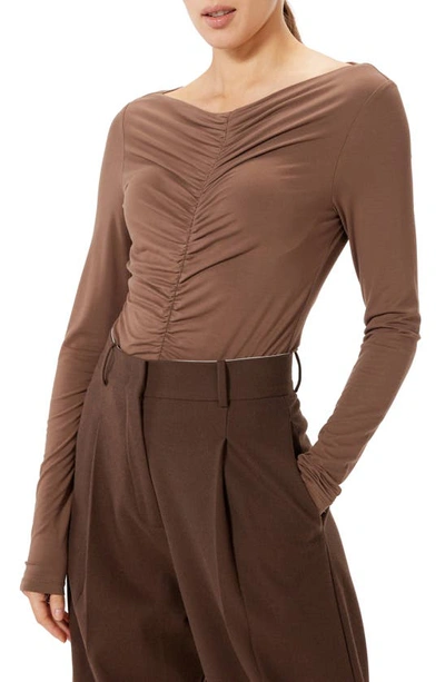 Sophie Rue Leandre Ruched Long Sleeve Top In Brown