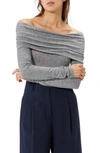 Sophie Rue Triomphe Off The Shoulder Knit Top In H Grey