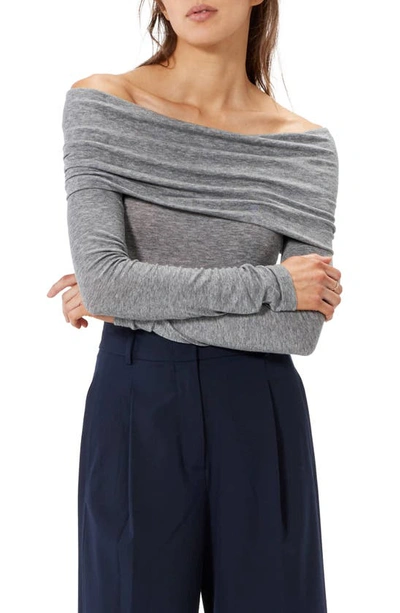 Sophie Rue Triomphe Off The Shoulder Knit Top In H Grey