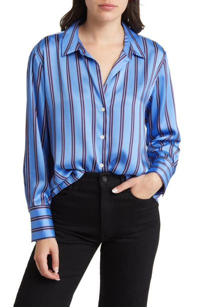 Rails Dorian Striped Satin Shirt In Blue