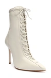 Schutz Tennie Pointed Toe Lace-up Boot In Pearl