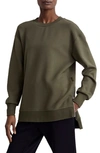 Varley Charter Side-zip Crewneck Sweatshirt In Olive Night