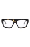 Fendi The Graphy 54mm Rectangular Optical Glasses In Dark Havana