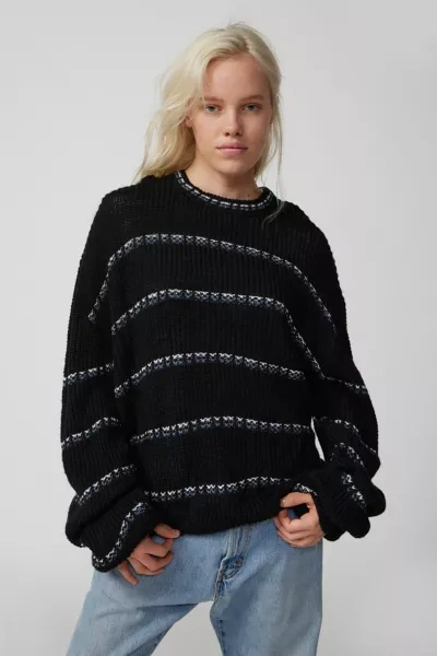 Urban Renewal Vintage Striped Oversized Sweater In Black