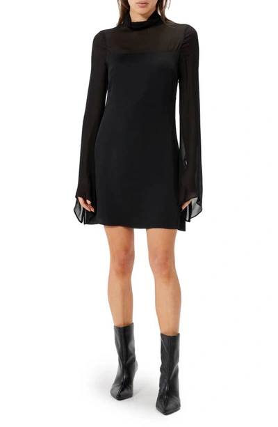 Sophie Rue Marceau Long Sleeve Chiffon Minidress In Black