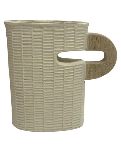 Sagebrook Home 14in Vase With Handle In White