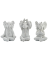 Sagebrook Home Set Of 3 8in Yoga Elephants In White