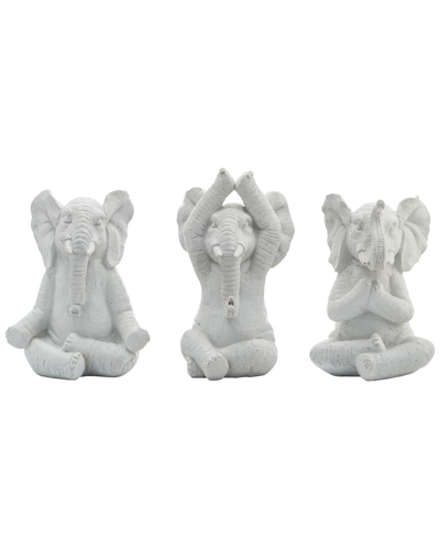Sagebrook Home Set Of 3 8in Yoga Elephants In White