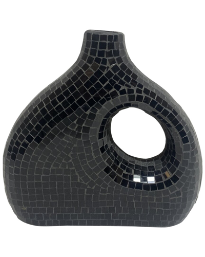 Sagebrook Home 11in Mosaic Vase In Black