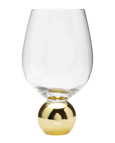 Alice Pazkus Set Of 6 Wine Glasses On Gold Ball Pedestal