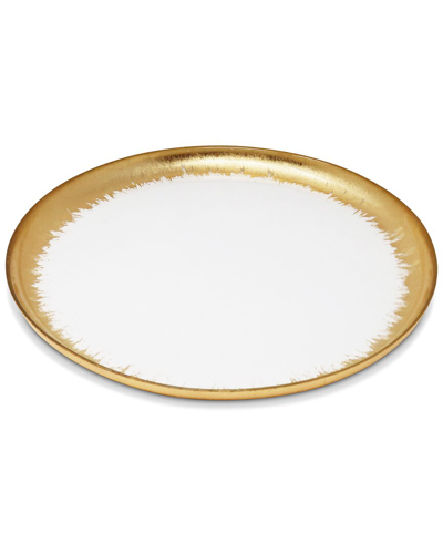 Alice Pazkus Set Of 4 Salad Plates With Gold Brushed Rim