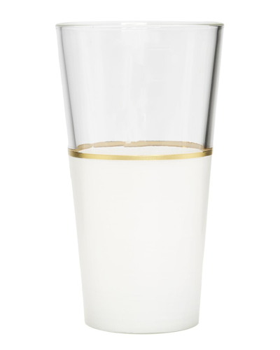 Alice Pazkus Set Of 6 Tumblers White/clear With Gold Trim