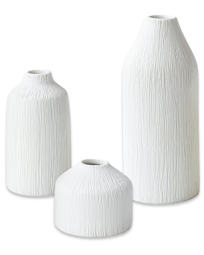 Kate Aspen Set Of 3 Boho Ceramic Bud Vases In White