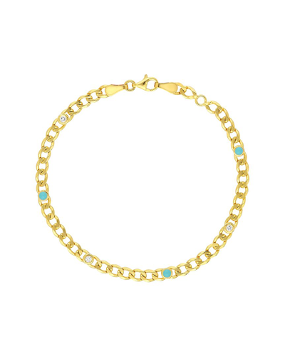 Pure Gold 14k 0.09 Ct. Tw. Diamond Chain & Link Bracelet