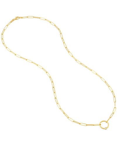 Pure Gold 14k 0.03 Ct. Tw. Diamond Paperclip Necklace