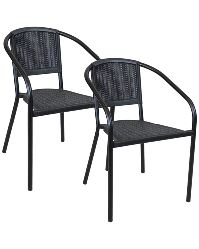 Sunnydaze Set Of 2 Aderes Outdoor Arm Chairs In Black