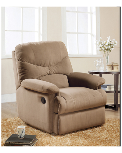 Acme Furniture Arcadia Motion Recliner In Light Brown Microfiber