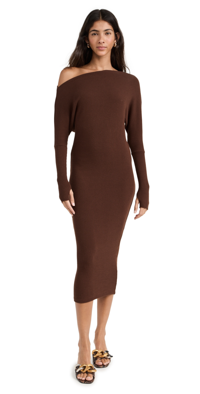 Enza Costa Knit Slouch Dress In Saddle Brown