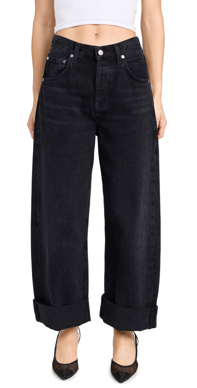 Citizens Of Humanity Ayla Baggy Cuffed Crop Jeans In Black