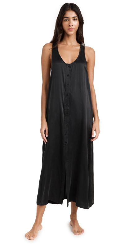 Lunya Sleeveless Washable Silk Midi Dress In Immersed Black