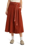 The Great The Field Cotton Corduroy Midi Skirt In Strawberry Jam