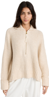 Varley Camello Relaxed Cable Half Zip In Parchment In Birch