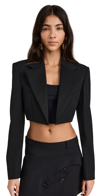 Alexander Wang Tuxedo Cropped Blazer With Logo Embroidery Black In Black
