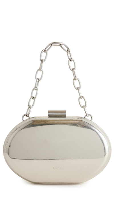 Simkhai Sol Metal Oval Clutch Brushed Silver One Size