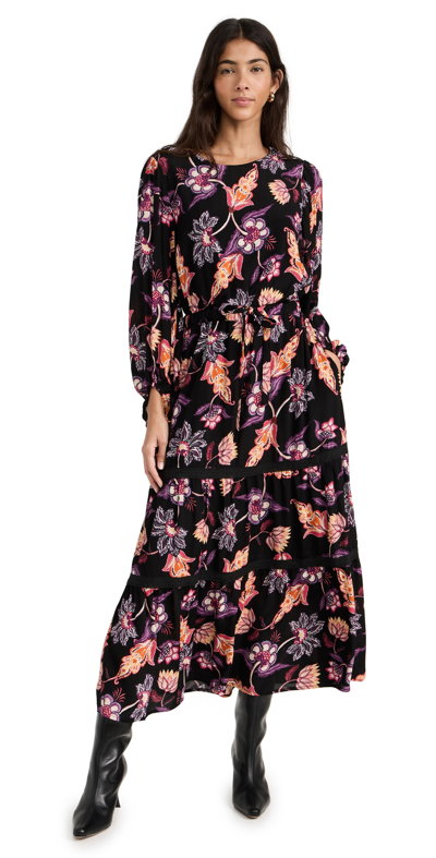 Lost + Wander Under The Stars Maxi Dress In Black-purple-floral
