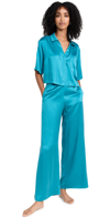 Lunya High Waist Washable Silk Pajamas In Slope Teal