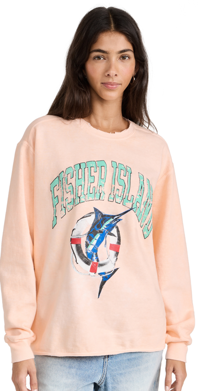 Firstport Fisher Island Weathered Crew Sweatshirt In Creamsicle