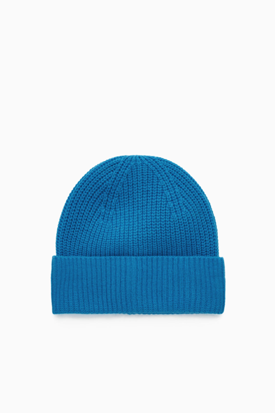 Cos Cashmere-blend Beanie In Blue