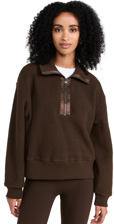 Varley Doublesoft Hawley Half-zip Sweatshirt In Brown