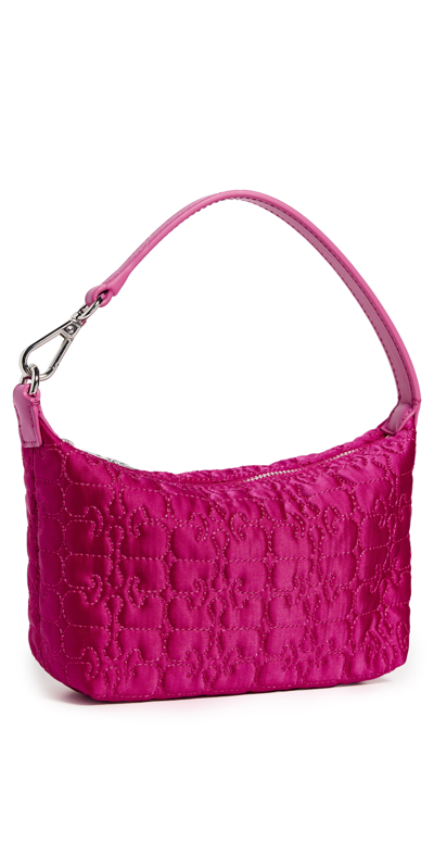 Ganni Small Butterfly Pouch Satin Bag In Shocking Pink
